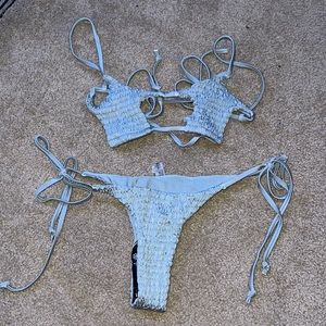 Gray Crinkle Bikini